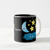 かわいい歌の星、月、雲の漫画 ツートーンマグカップ (正面右)