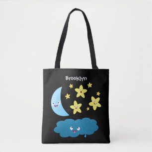 かわいい歌の星、月、雲の漫画 トートバッグ