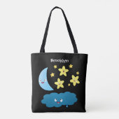 かわいい歌の星、月、雲の漫画 トートバッグ (裏面)
