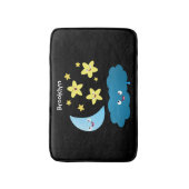 かわいい歌の星、月、雲の漫画 バスマット (正面縦)