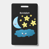 かわいい歌の星、月、雲の漫画 バッジ (裏面)