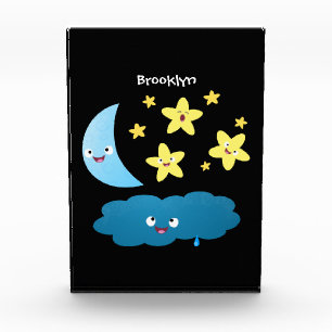 かわいい歌の星、月、雲の漫画 フォトブロック