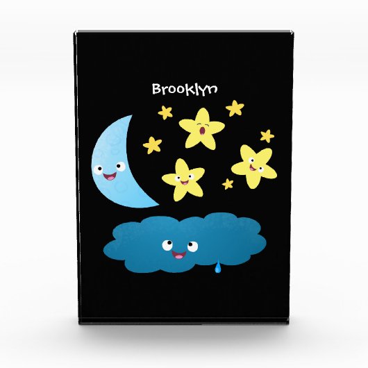 かわいい歌の星、月、雲の漫画 フォトブロック (正面)