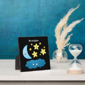 かわいい歌の星、月、雲の漫画 フォトプラーク (インサイチュ)