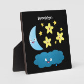 かわいい歌の星、月、雲の漫画 フォトプラーク (正面)