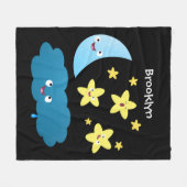 かわいい歌の星、月、雲の漫画 フリースブランケット (正面(横))