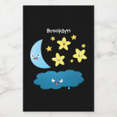 かわいい歌の星、月、雲の漫画 フードラベル (シングルラベル)