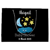 かわいい歌の星、月、雲の漫画 ラージペーパーバッグ (裏面)