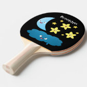 かわいい歌の星、月、雲の漫画 卓球ラケット (正面アングル)