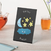 かわいい歌の星、月、雲の漫画 台座サイン (インサイチュ)