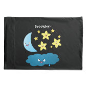 かわいい歌の星、月、雲の漫画 枕カバー (裏面)