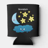 かわいい歌の星、月、雲の漫画 缶クーラー (裏面)