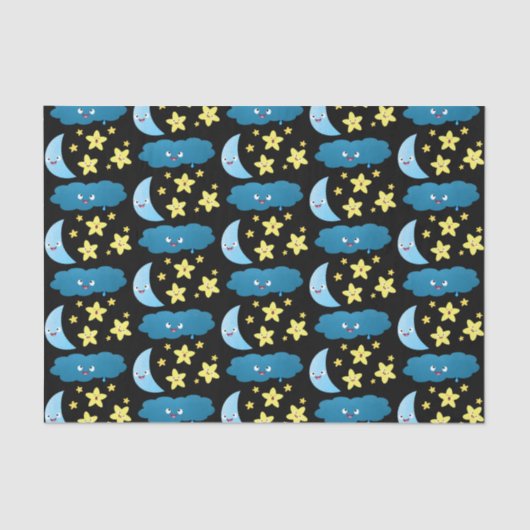 かわいい歌の星、月、雲の漫画 薄葉紙 (正面)