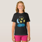 かわいい歌の星、月、雲の漫画 Tシャツ (正面フル)