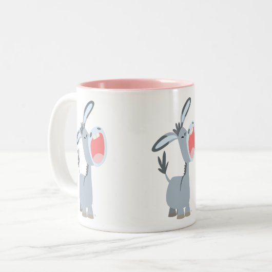 かわいい歌の漫画ロバ ツートーンマグカップ (正面左)