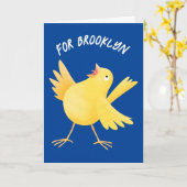 かわいい歌の黄色いカナリアの鳥の漫画 カード (黄色い花)