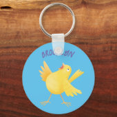 かわいい歌の黄色いカナリアの鳥の漫画 キーホルダー (正面)