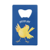 かわいい歌の黄色いカナリアの鳥の漫画 クレジットカード栓抜き (裏面)