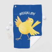 かわいい歌の黄色いカナリアの鳥の漫画 ゴルフタオル (インサイチュ)