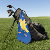 かわいい歌の黄色いカナリアの鳥の漫画 ゴルフタオル (グリーン)