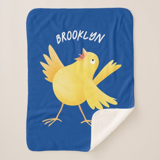 かわいい歌の黄色いカナリアの鳥の漫画 シェルパブランケット (正面)