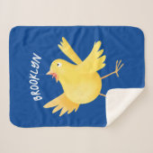 かわいい歌の黄色いカナリアの鳥の漫画 シェルパブランケット (正面(横))