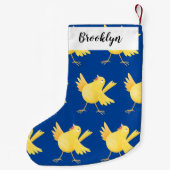 かわいい歌の黄色いカナリアの鳥の漫画 スモールクリスマスストッキング (裏面)