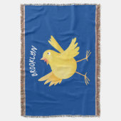 かわいい歌の黄色いカナリアの鳥の漫画 スローブランケット (正面縦)