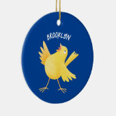 かわいい歌の黄色いカナリアの鳥の漫画 セラミックオーナメント (右)