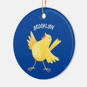 かわいい歌の黄色いカナリアの鳥の漫画 セラミックオーナメント (左)