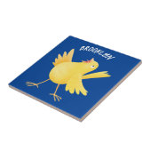 かわいい歌の黄色いカナリアの鳥の漫画 タイル (側面)