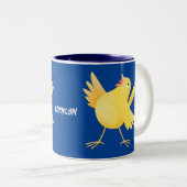 かわいい歌の黄色いカナリアの鳥の漫画 ツートーンマグカップ (正面右)