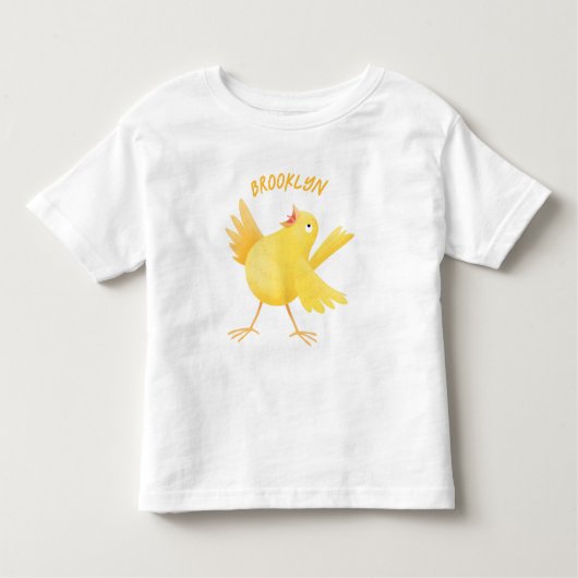 かわいい歌の黄色いカナリアの鳥の漫画 トドラーTシャツ (正面)
