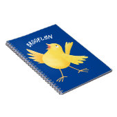 かわいい歌の黄色いカナリアの鳥の漫画 ノートブック (右側)