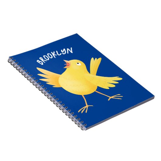 かわいい歌の黄色いカナリアの鳥の漫画 ノートブック (右側)