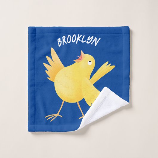 かわいい歌の黄色いカナリアの鳥の漫画 バスタオルセット (ウォッシュタオル)