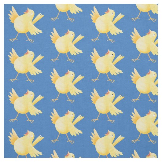 かわいい歌の黄色いカナリアの鳥の漫画 ファブリック (見本)