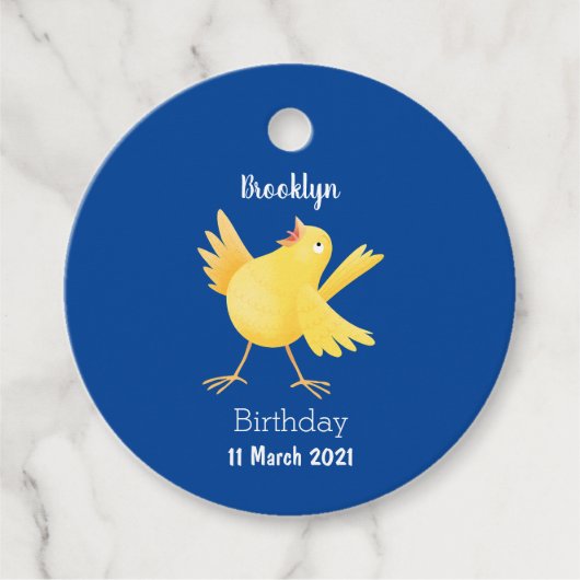 かわいい歌の黄色いカナリアの鳥の漫画 フェイバータグ (正面)