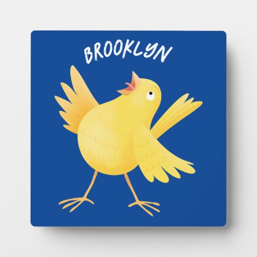 かわいい歌の黄色いカナリアの鳥の漫画 フォトプラーク (正面)