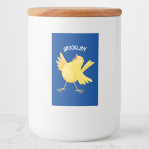 かわいい歌の黄色いカナリアの鳥の漫画 フードラベル