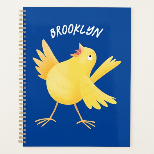 かわいい歌の黄色いカナリアの鳥の漫画 プランナー手帳 (正面)