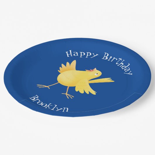 かわいい歌の黄色いカナリアの鳥の漫画 ペーパープレート (アングル)