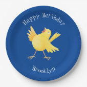 かわいい歌の黄色いカナリアの鳥の漫画 ペーパープレート (正面)