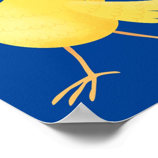 かわいい歌の黄色いカナリアの鳥の漫画 ポスター (角)