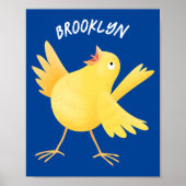 かわいい歌の黄色いカナリアの鳥の漫画 ポスター (正面)