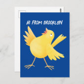 かわいい歌の黄色いカナリアの鳥の漫画 ポストカード (正面/裏面)