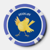 かわいい歌の黄色いカナリアの鳥の漫画 ポーカーチップ (裏面)