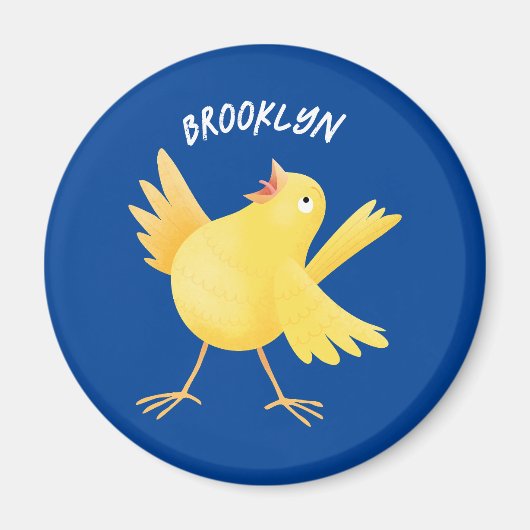 かわいい歌の黄色いカナリアの鳥の漫画 マグネット (正面)