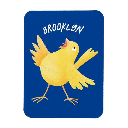 かわいい歌の黄色いカナリアの鳥の漫画 マグネット (縦)