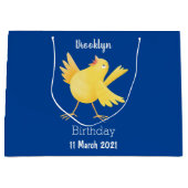 かわいい歌の黄色いカナリアの鳥の漫画 ラージペーパーバッグ (正面)